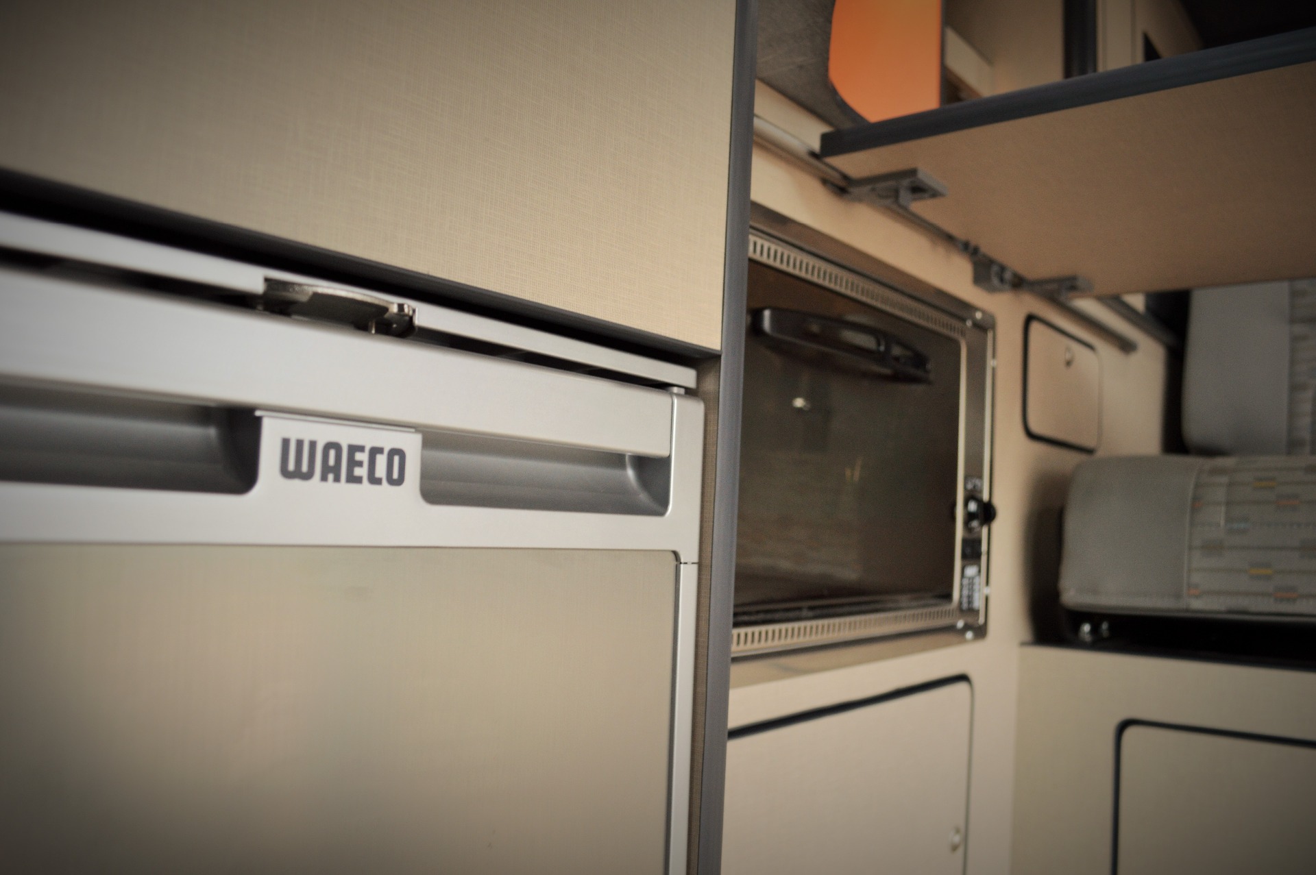 The brand new Waeco CRX50 fridge and 20litre Smev oven/grill